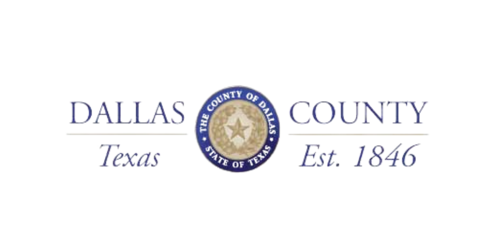 Dallas County, Texas official seal with text 'Dallas County, Texas, Est. 1846' surrounding a star in the center.