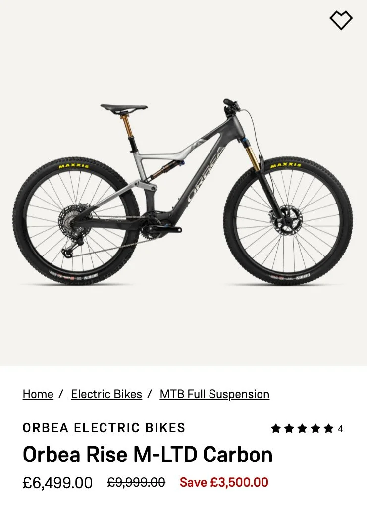 electric bike ecommerce product page