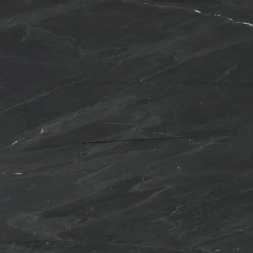 Soapstone Perimeter Countertops w/ Full-Height Backsplash and Italian Marble Island