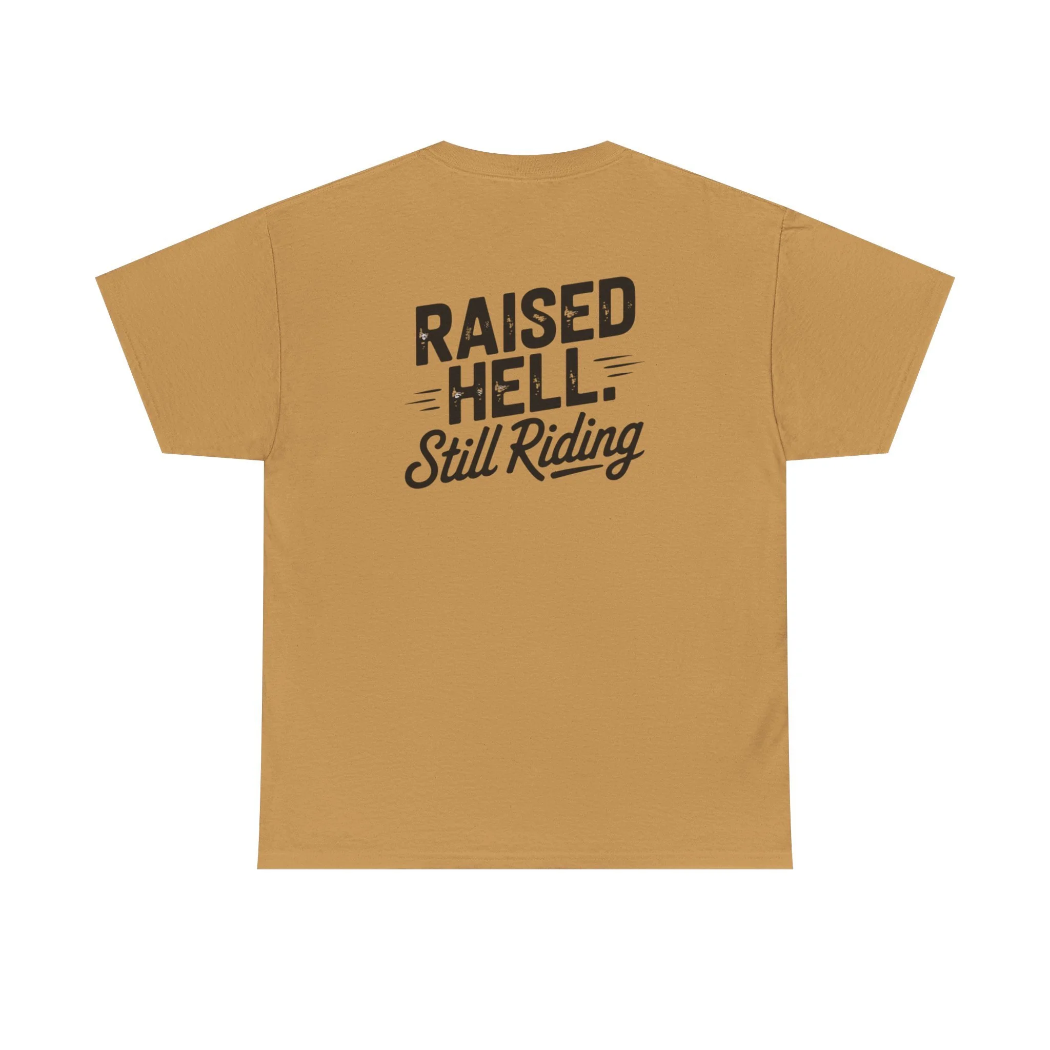 Motorcycle Tee — "The Driftless Run" Badge with "Raised Hell Still Riding" Back