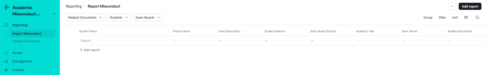 Airtable: academic misconduct management