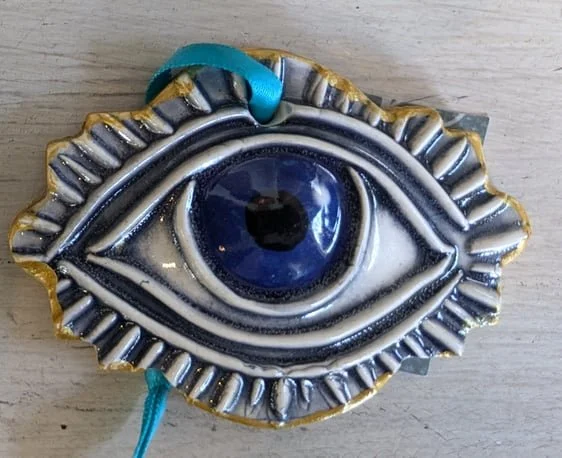 Stamped ornaments (blue) by Pat Lee