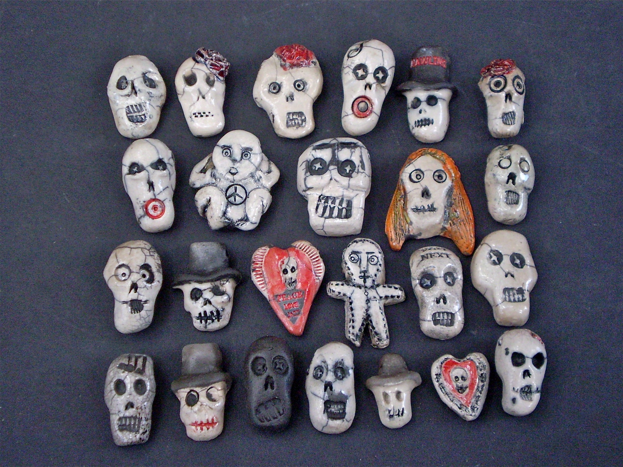 2" raku fired beads