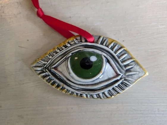 Stamped ornaments (green) by Pat Lee