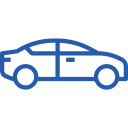 Blue line drawing of a car