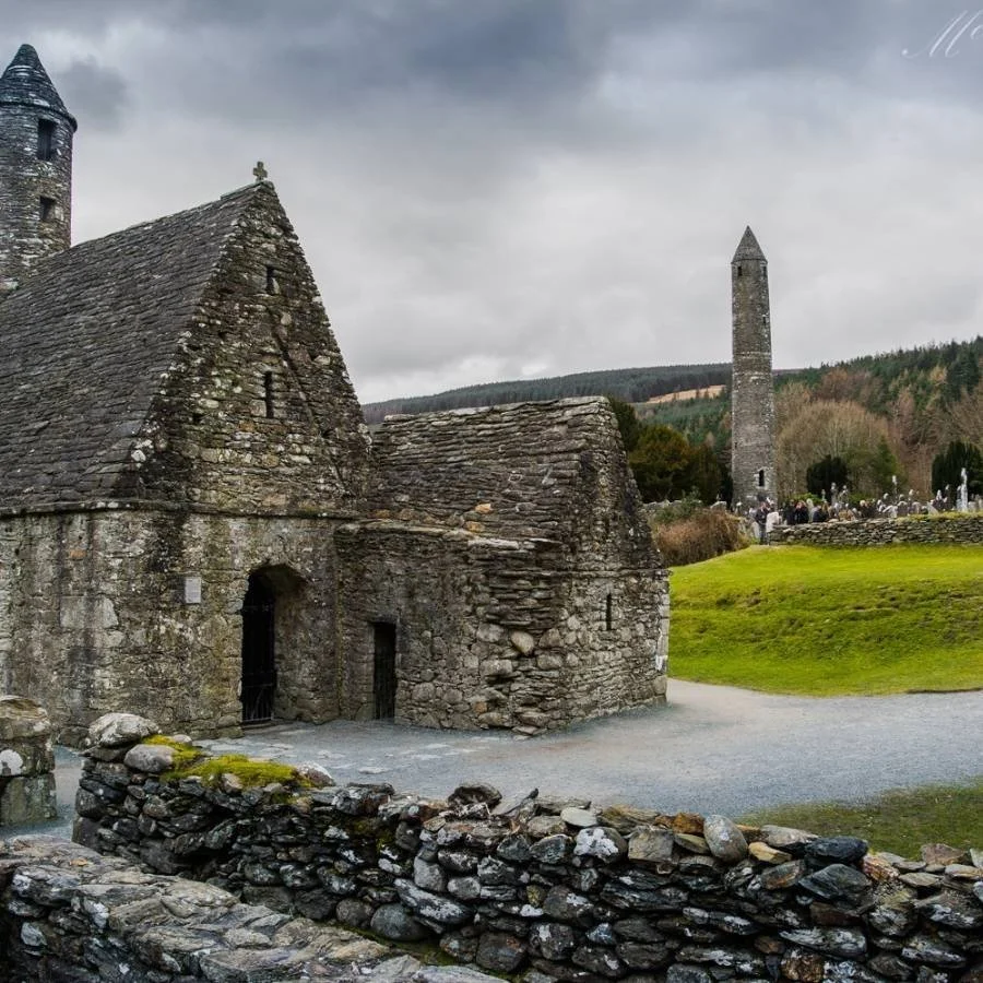 Historic Irish stone church and graveyard visited during a private tour of Glendalough with Private Tours Ireland