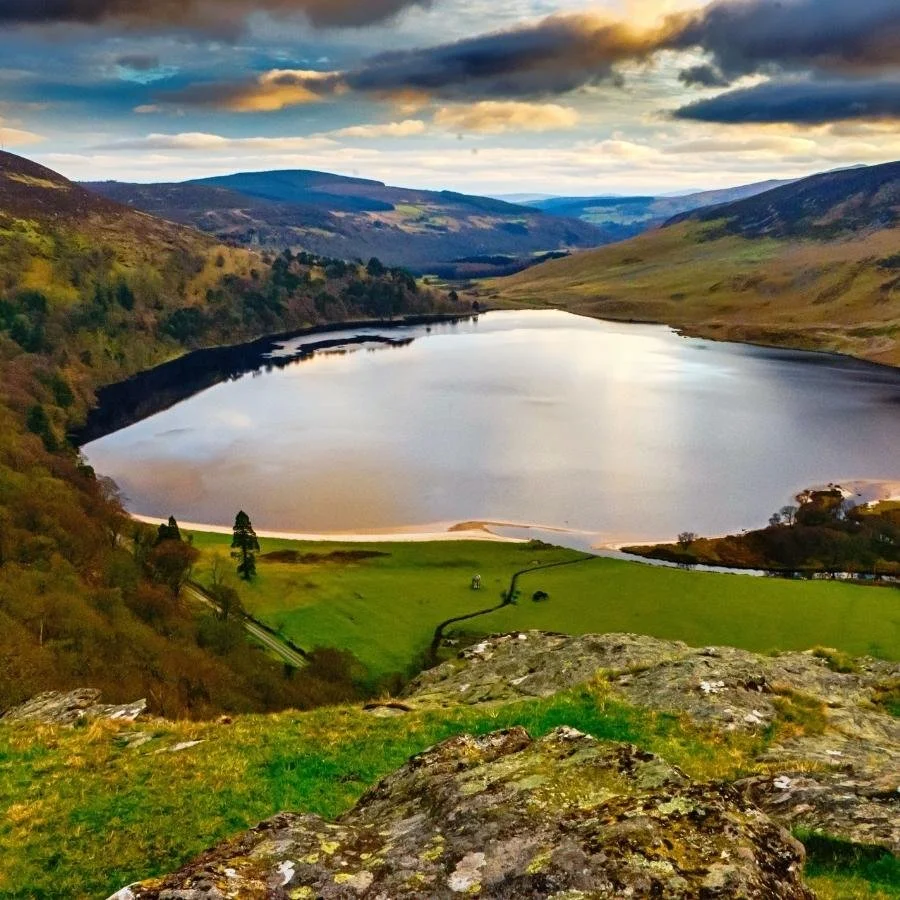 Scenic Irish lake and mountain landscape enjoyed on a private tour with Private Tours Ireland
