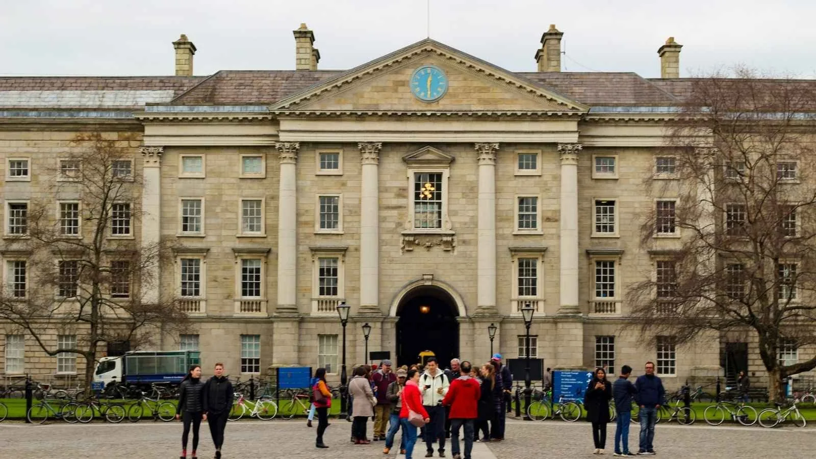 The historic front courtyard of Trinity College Dublin, one of the city’s most iconic landmarks, often included on private walking and city tours from Dublin.