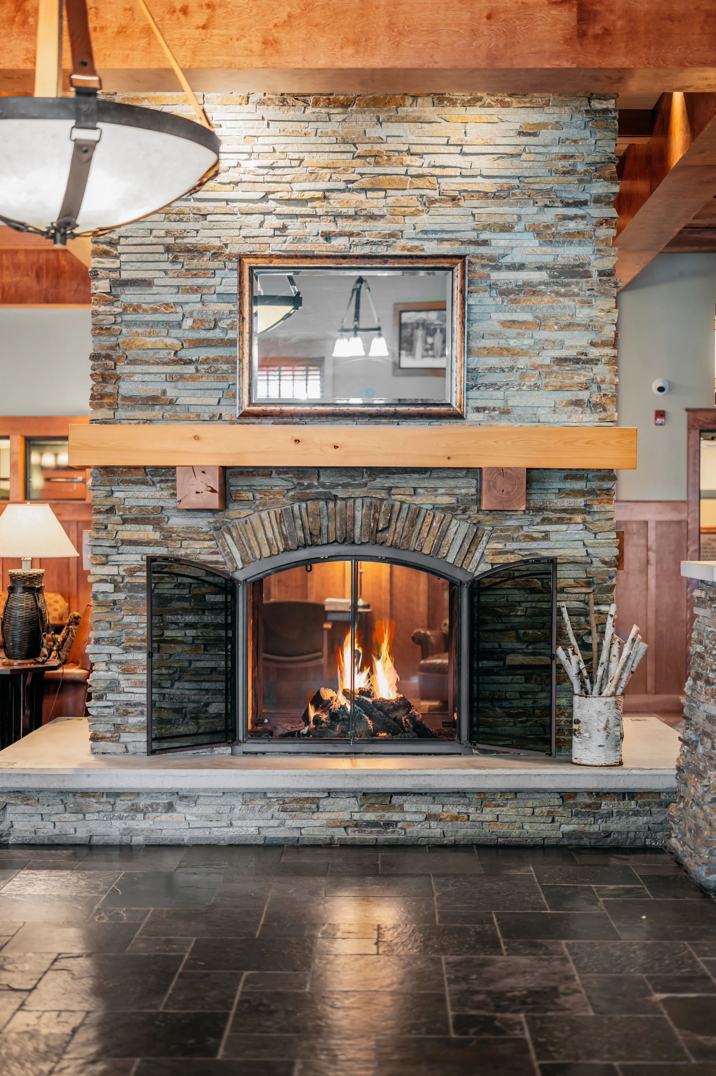 Fireplace Tamarack Lodge Lobby
