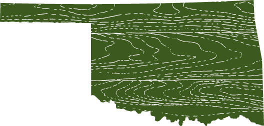 Green Oklahoma state with wood textures.