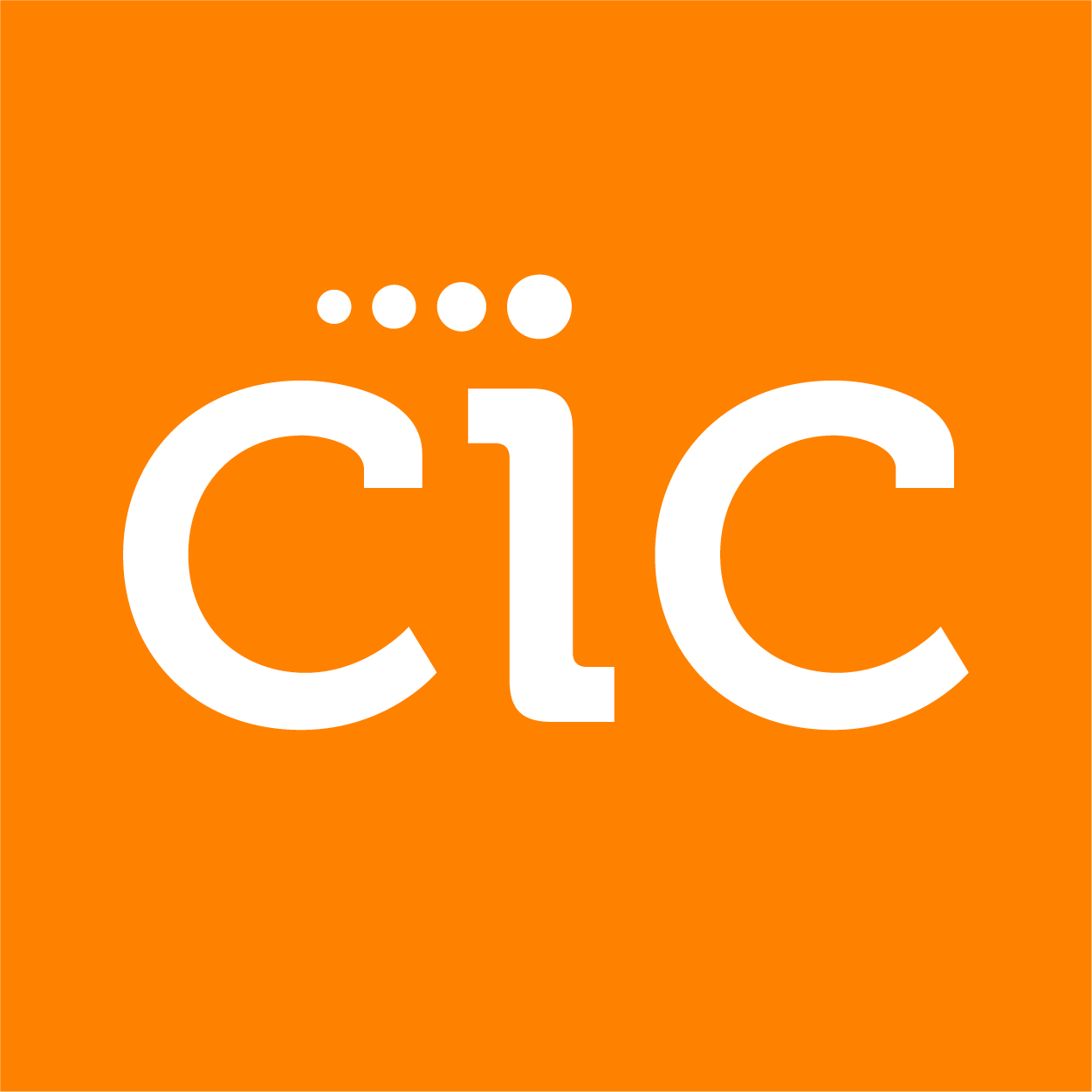 Bold white lowercase letters spell out 'ciC' on an orange background.