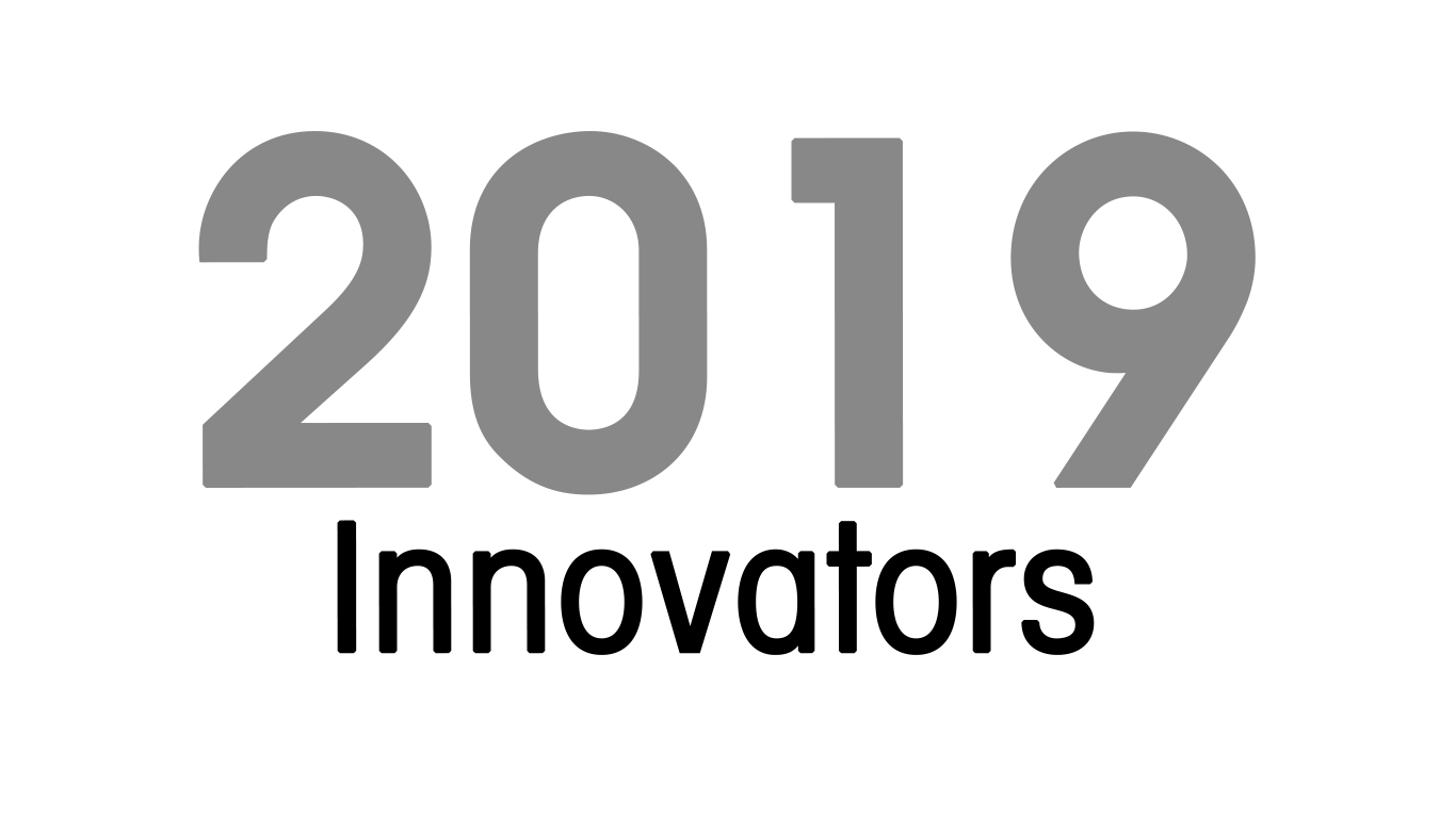 The year 2019 displayed in large gray numbers above the word innovators is underneath in smaller black numbers.