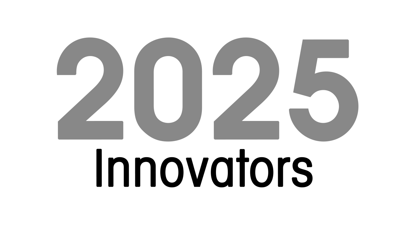 The year 2025 displayed in large gray numbers above the word innovators is underneath in smaller black numbers.
