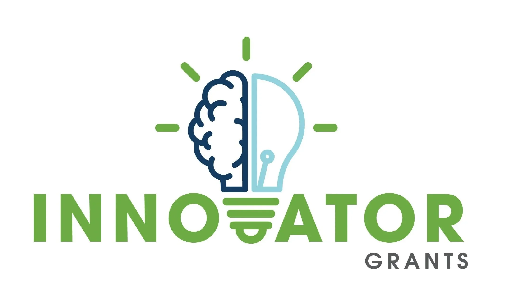 Logo for Innovator Grants featuring a lightbulb with a brain in the filament and green lines radiating outward, with the words "INNOVATOR GRANTS" below.