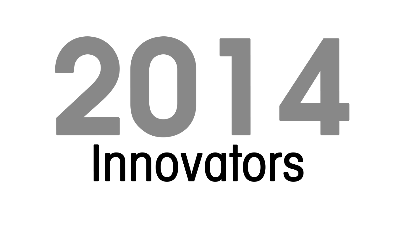 The year 2014 displayed in large gray numbers above the word innovators is underneath in smaller black numbers.