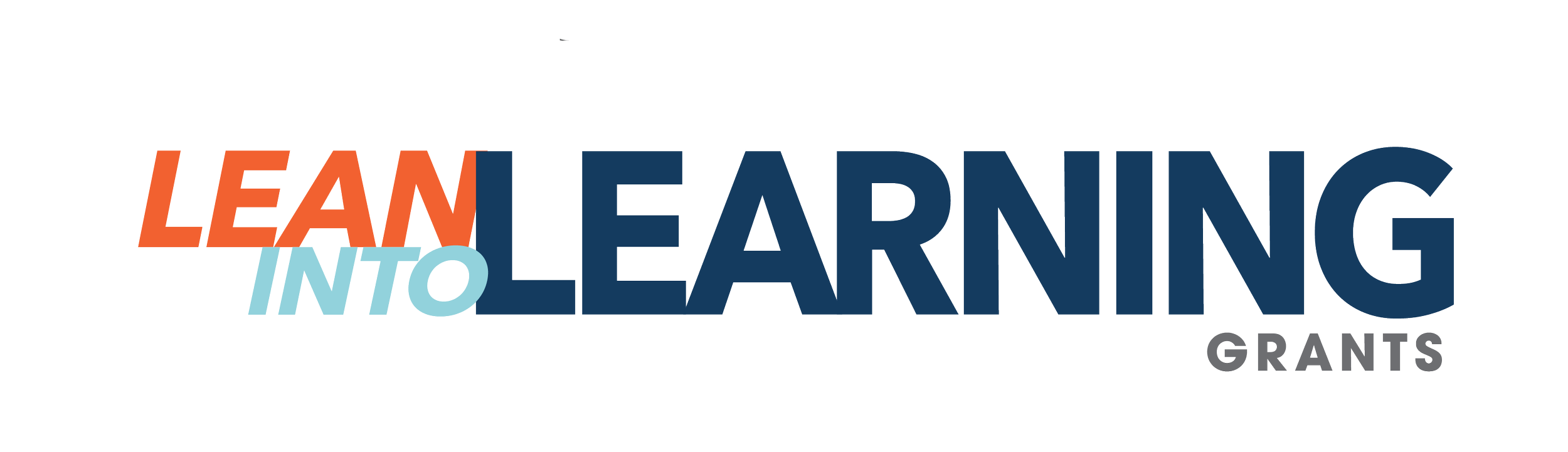 Text graphic reading, 'Learn into L earning Grants' with different font styles and colors.