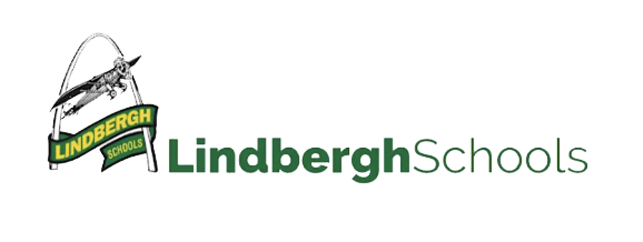 Lindbergh School logo featuring a silhouette of a bird in a flying pose with a background of a pole vault bar and a green and gray color scheme.