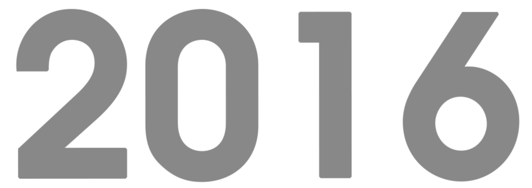 Large gray text displaying the year 2016.