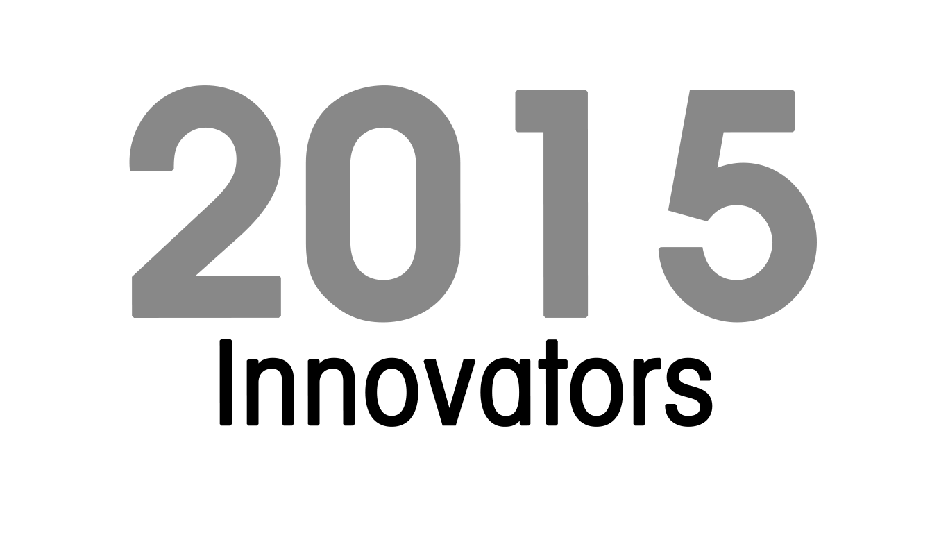 The year 2015 displayed in large gray numbers above the word innovators is underneath in smaller black numbers.