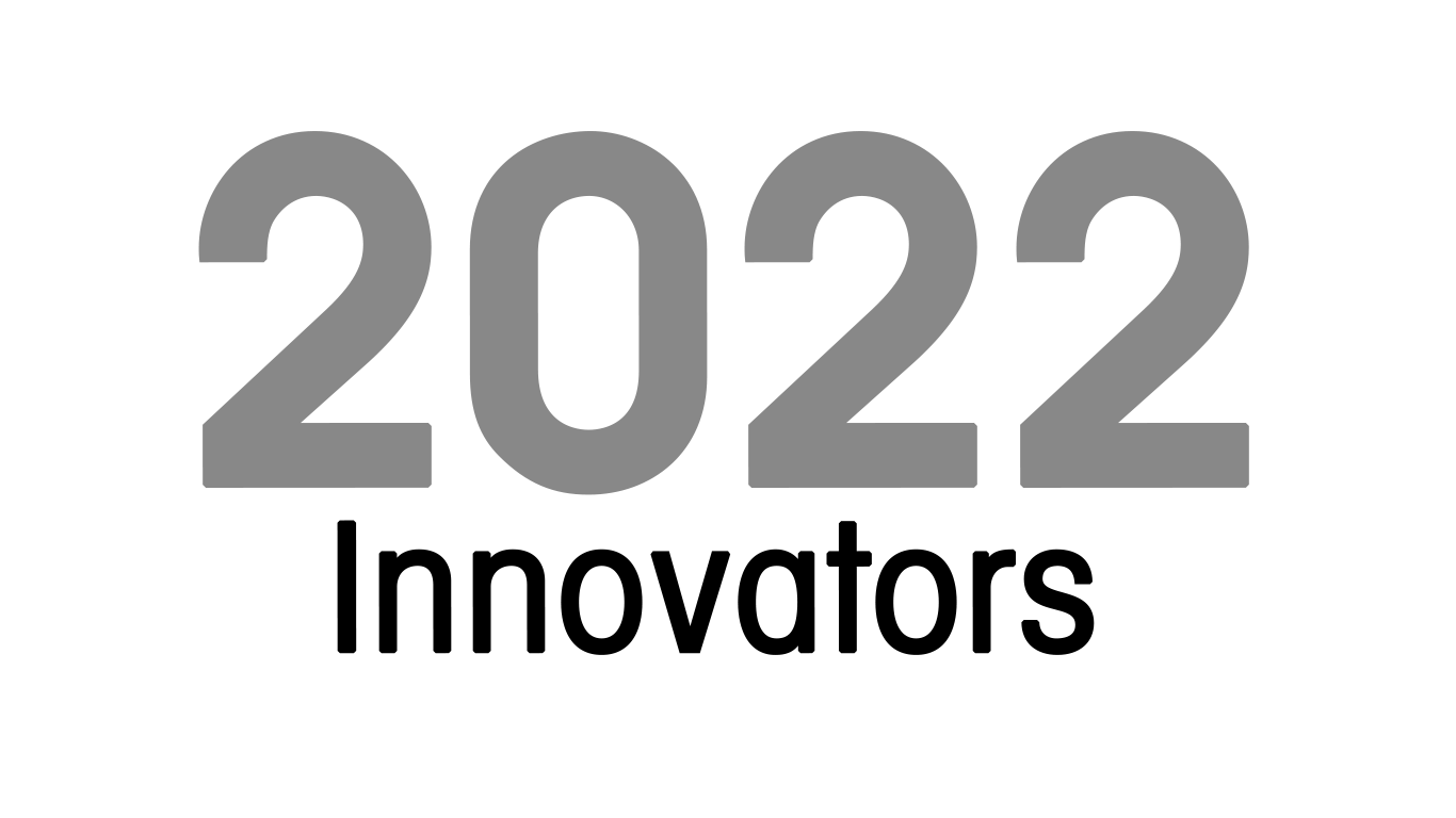 The year 2022 displayed in large gray numbers above the word innovators is underneath in smaller black numbers.