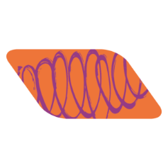 A drawing of a piece of fried chicken with purple zigzag lines on it.