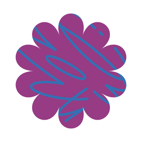 A purple flower with blue scribble-like lines on its petals.