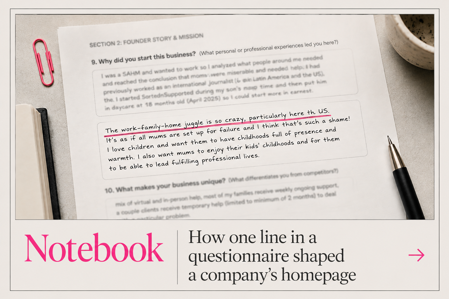 How one line in a questionnaire shaped a company's homepage