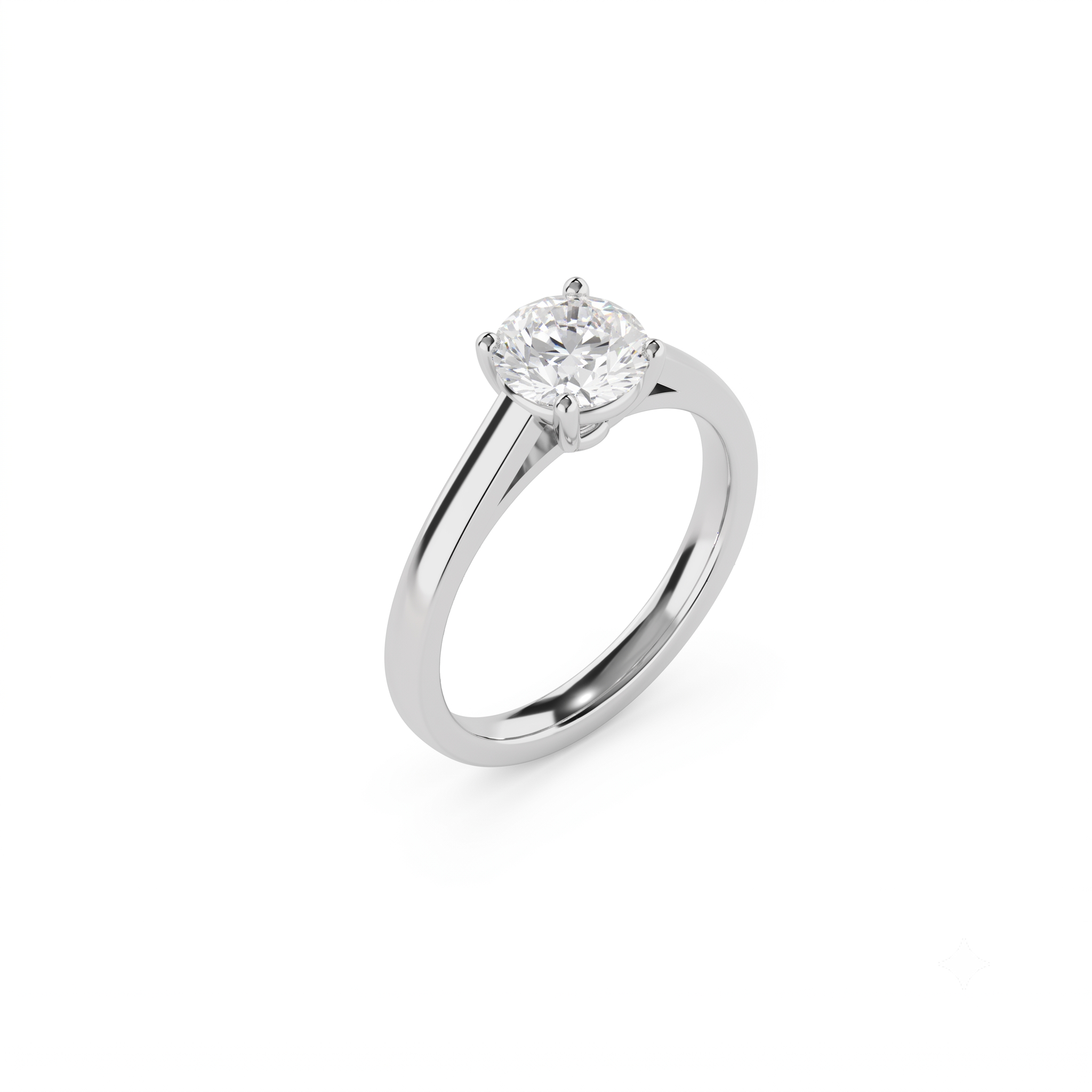 Solitaire brillant rond - Or blanc