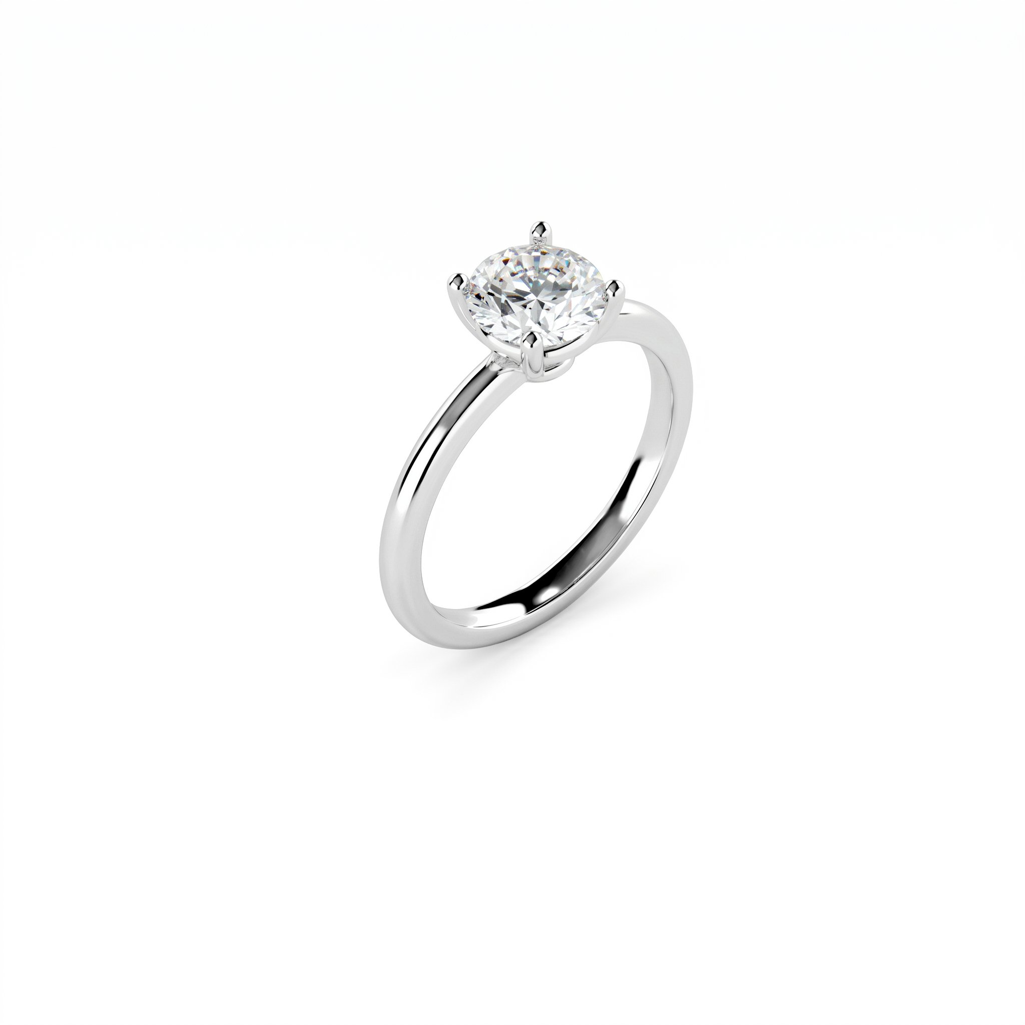 Solitaire brillant rond - Or blanc