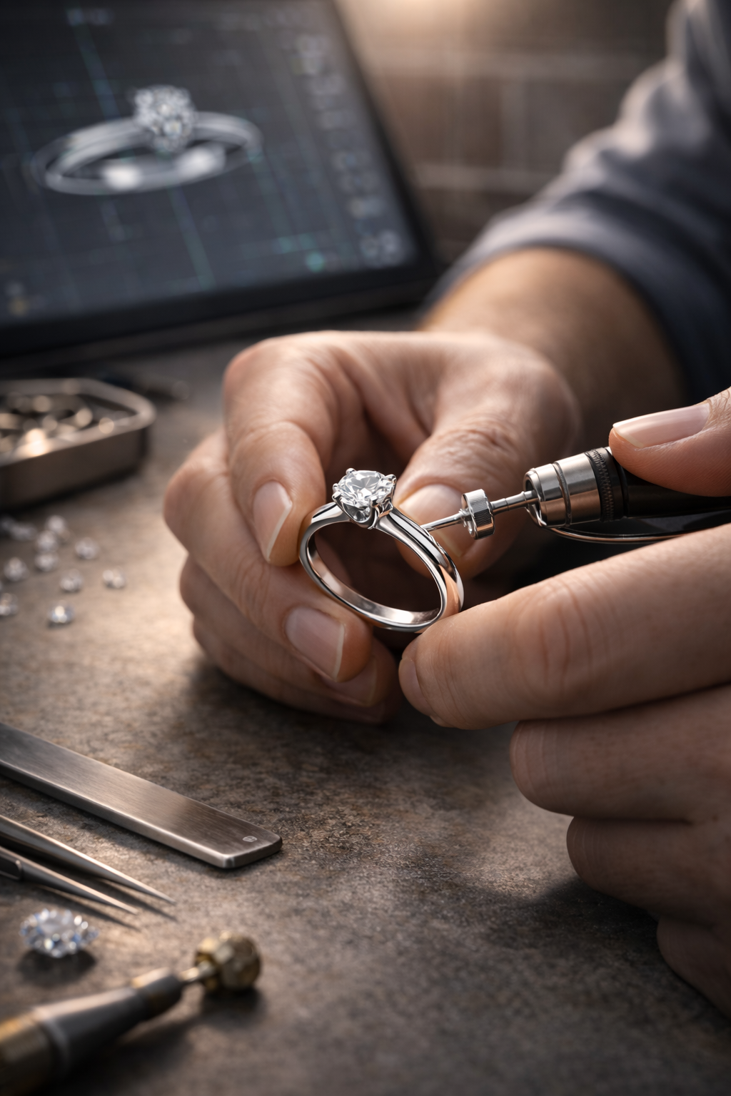 Fabrication d'une bague en atelier joaillerie parisien