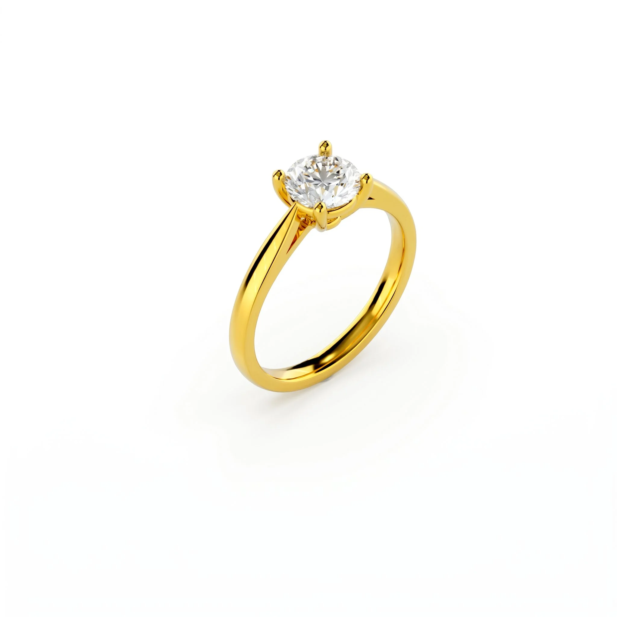 Solitaire brillant rond - Or jaune