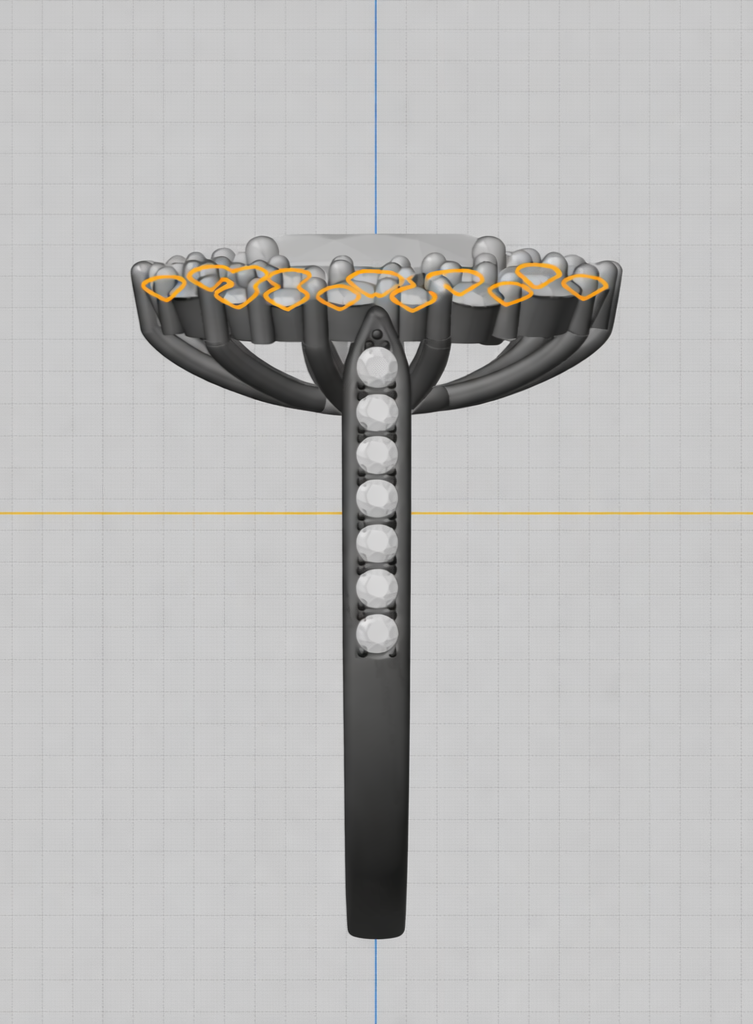 Modélisation 3D d'une bague avec pavage en cours de conception