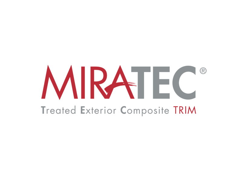 Miratec Treated Exterior Composite Trim logo with red and gray text