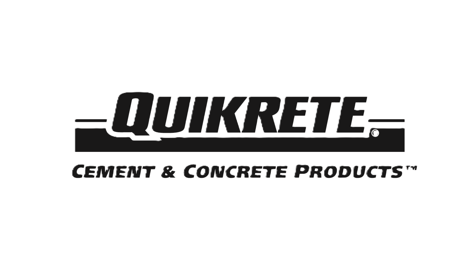 Black and white logo for Quikrete, a company that makes cement and concrete products.