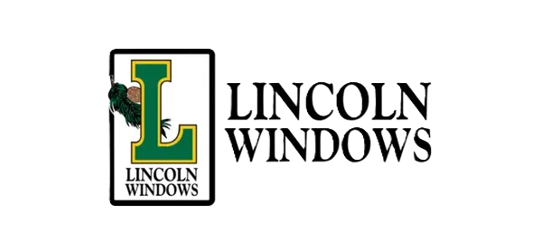 Lincoln Windows logo with a green letter 'L' on a white background, black outline, and a black rectangular border, with the words 'Lincoln Windows' in black text to the right.