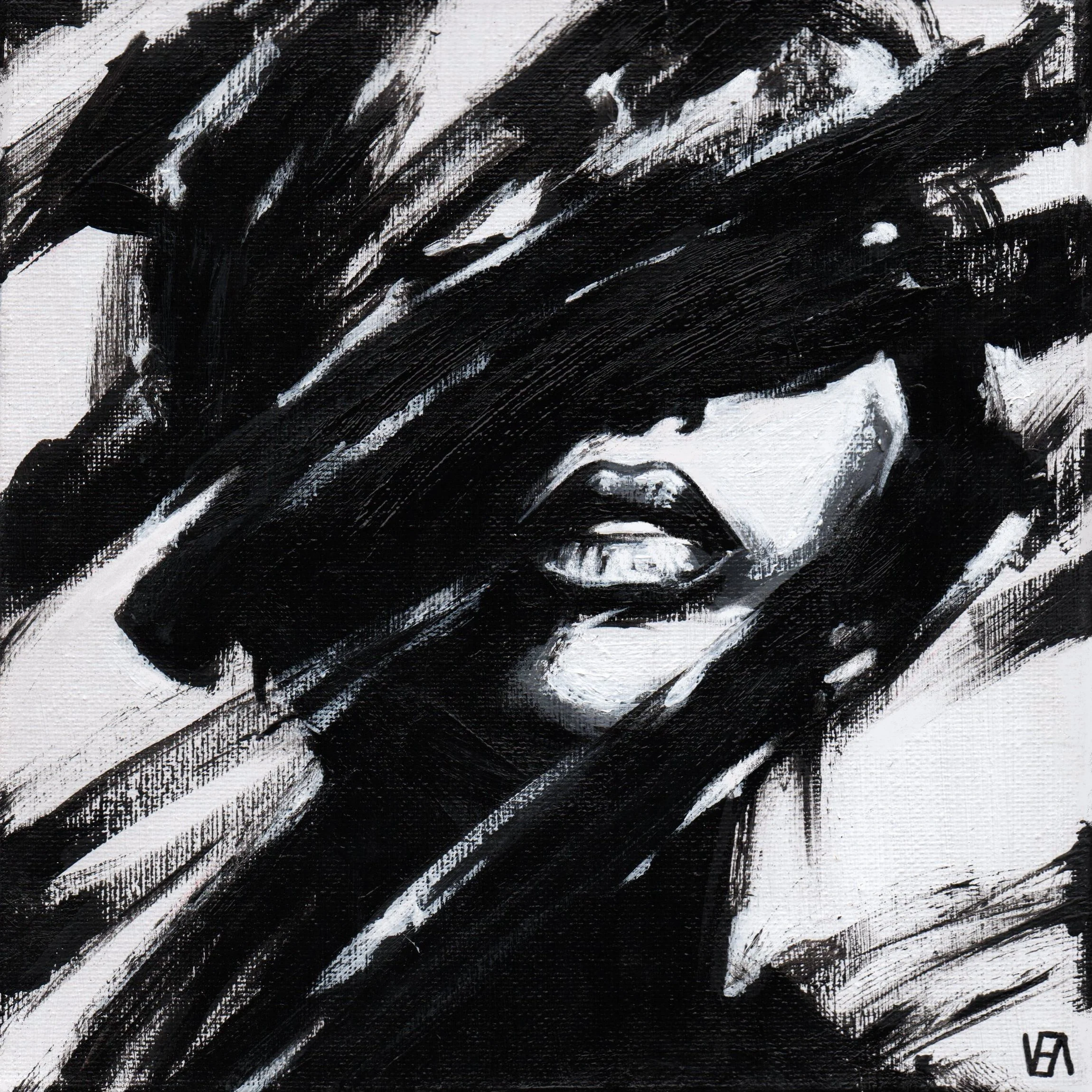 Mascara 20x20cm mascara and acrylic on canvas 2025 by VELLY.jpg
