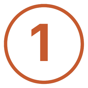 Number 1 inside an orange circle.