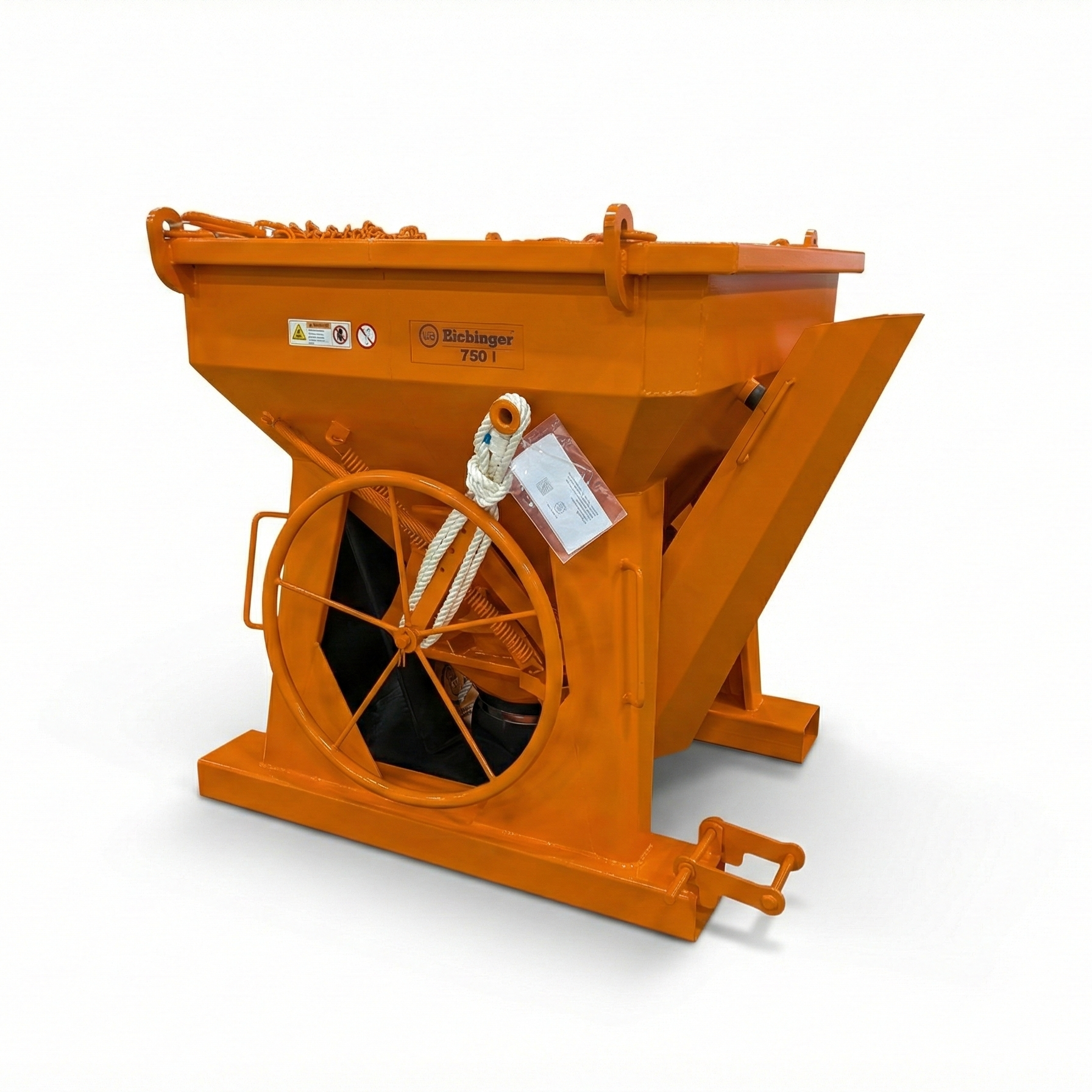 Eichinger Concrete bucket profile. 1 yard  version of the orange concrete bucket for cranes and forklifts.