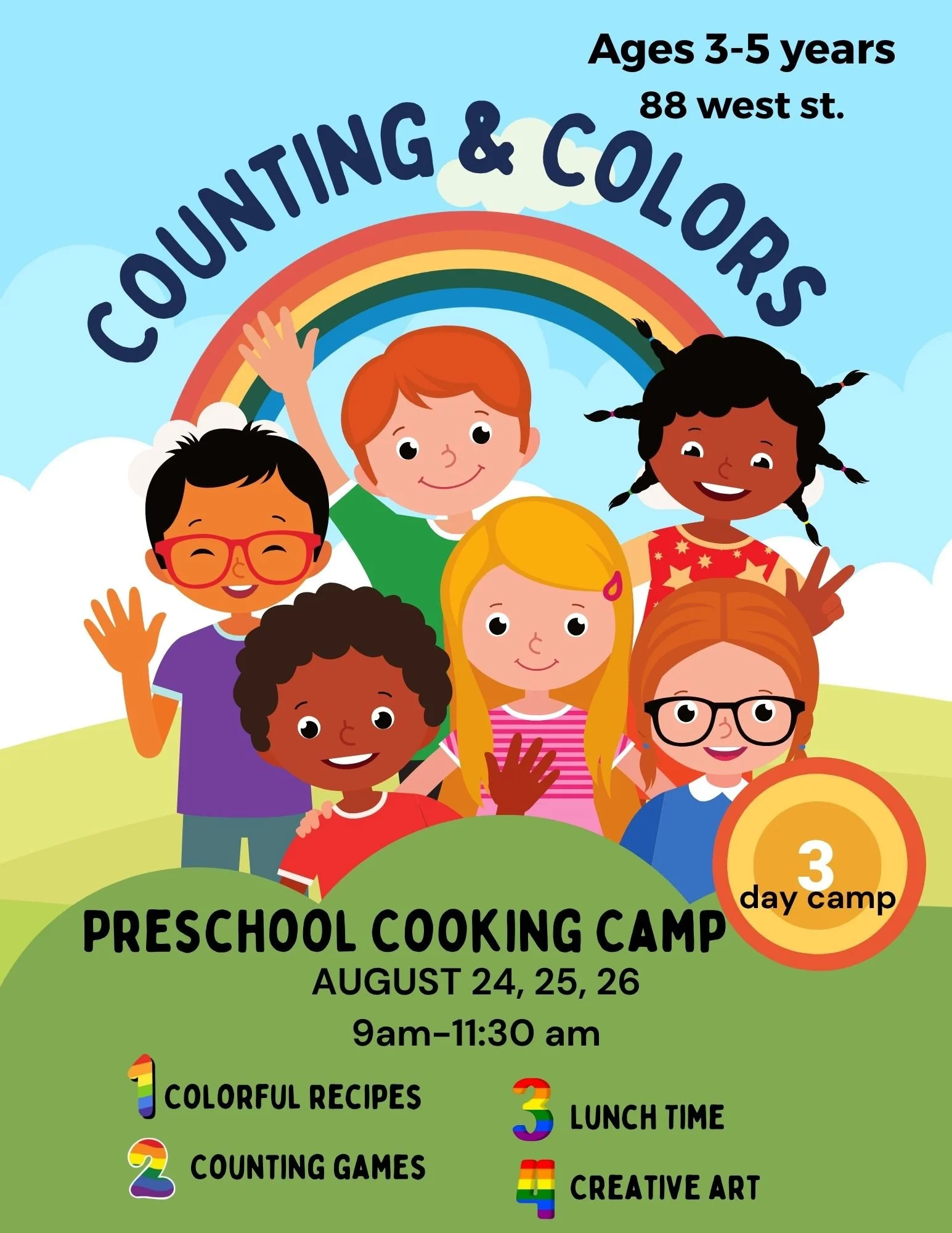3- 1/2 Day   color and counting preschool summer camp 2026
