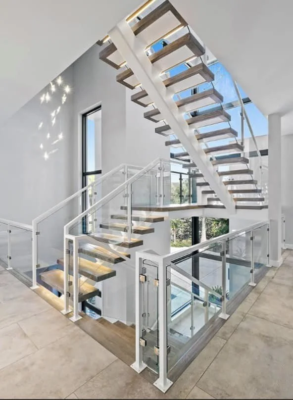 Semi-framed glass stair railing system