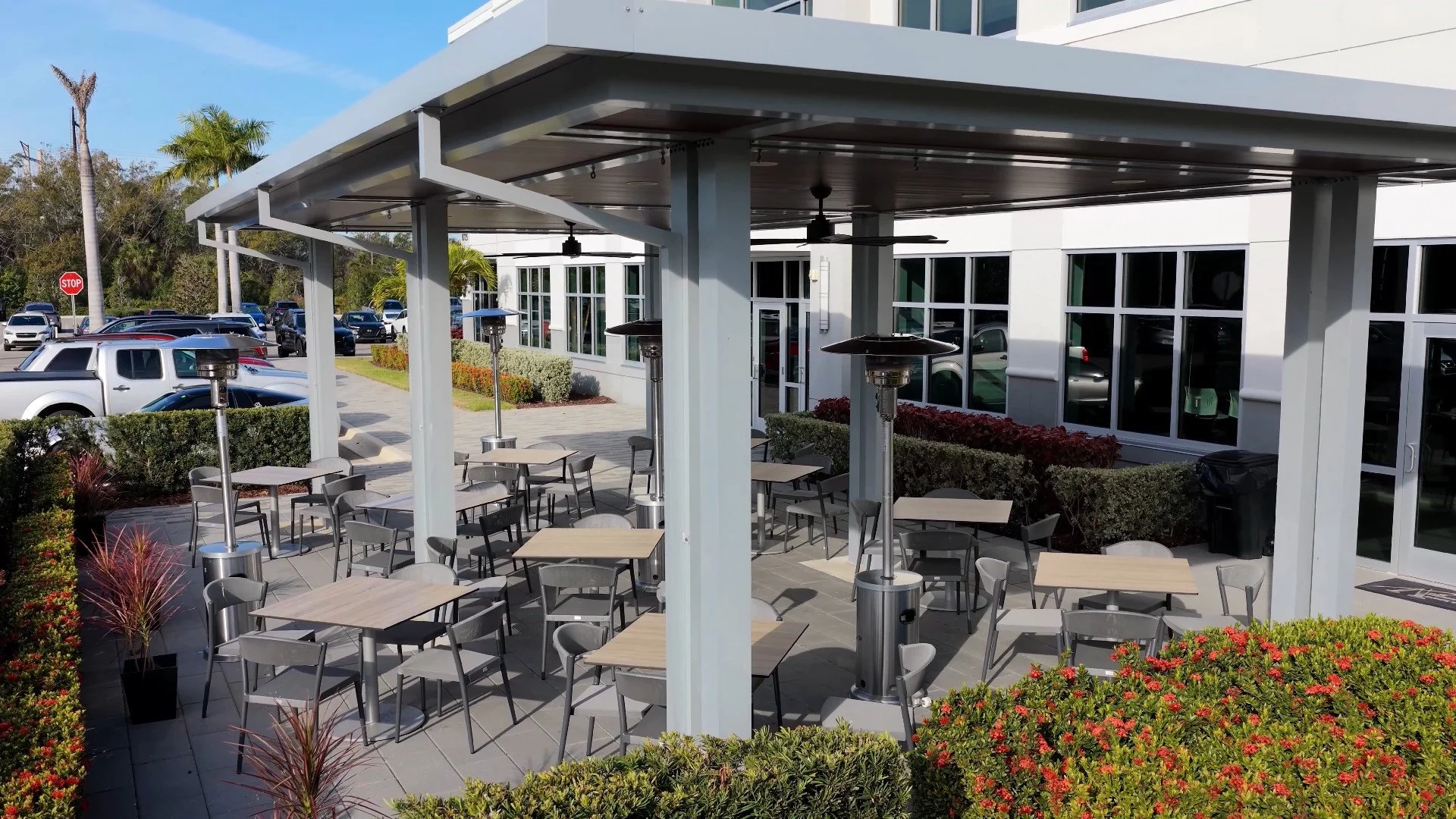 Exterior seating space canopy