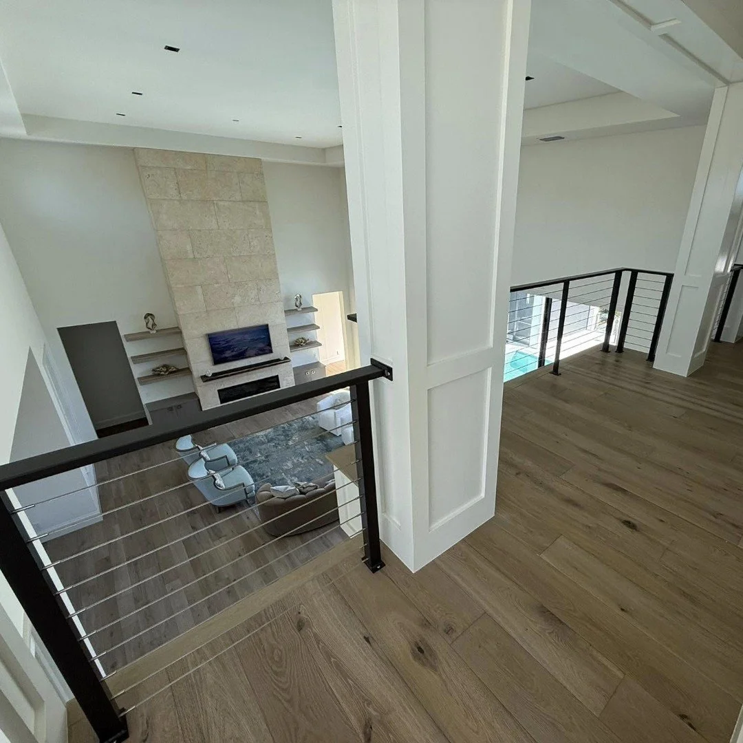 Interior black post cable railings