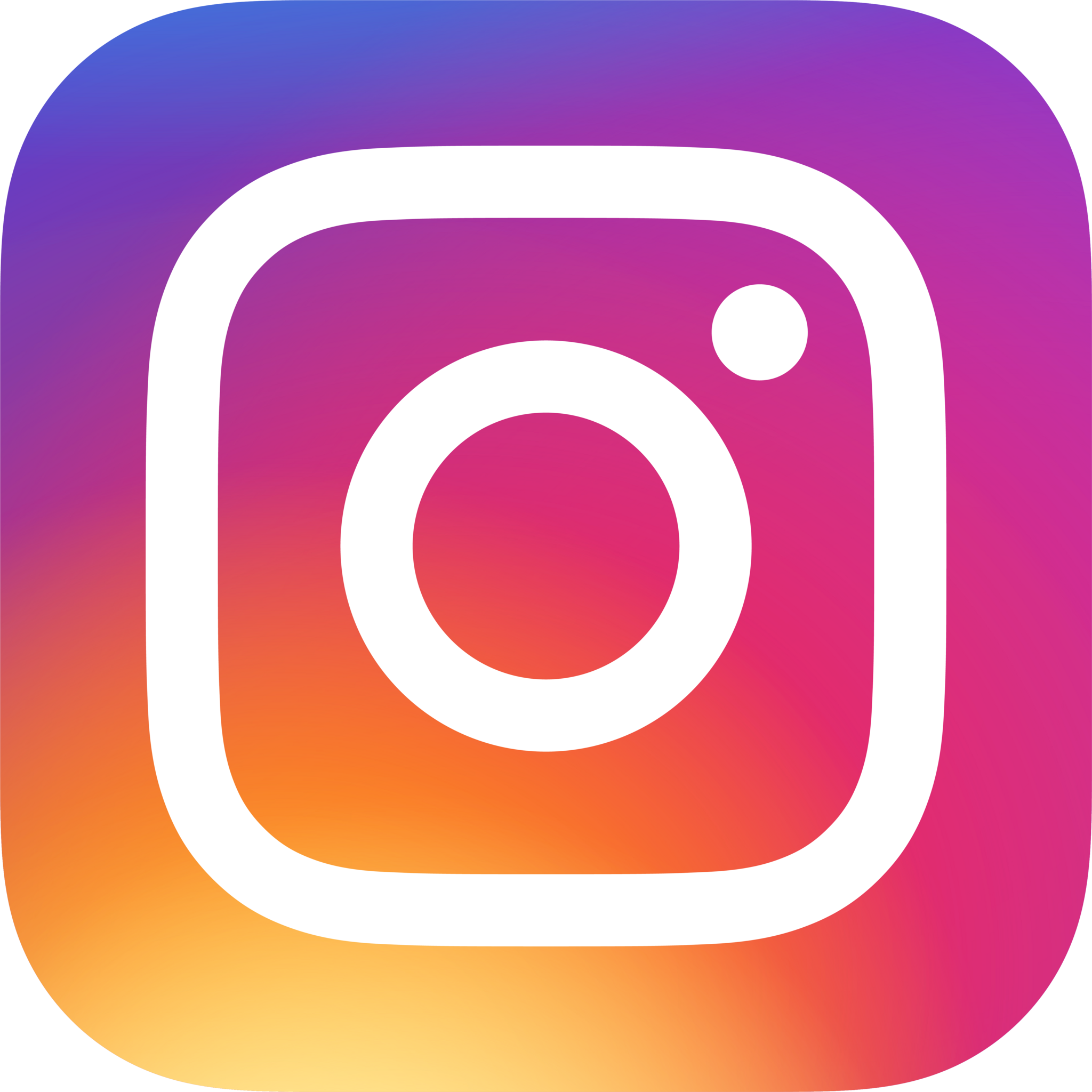 Instagram app icon with a white camera outline on a colorful gradient background