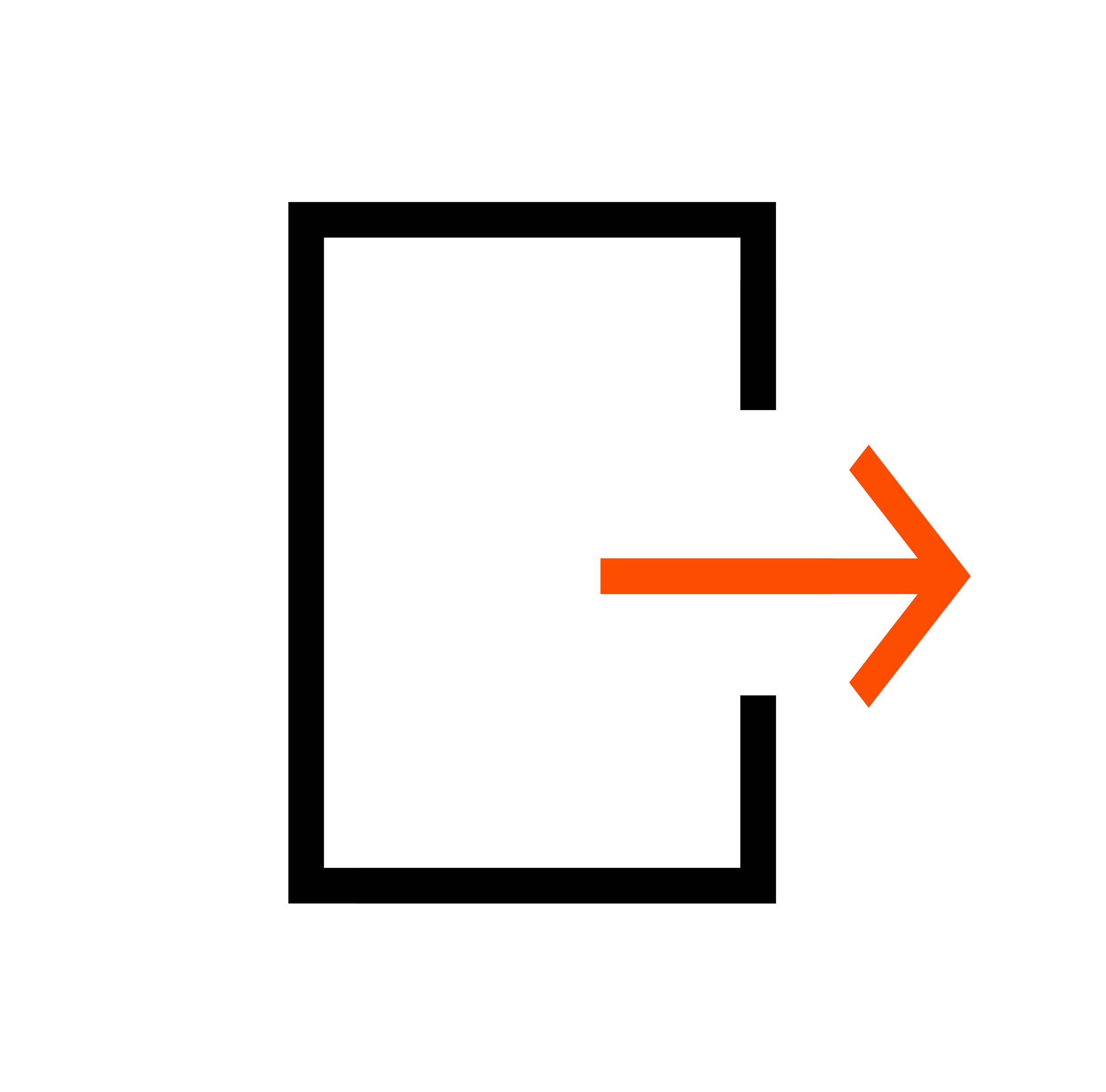 Diagram of an open door with an arrow pointing outward, indicating exit or egress.