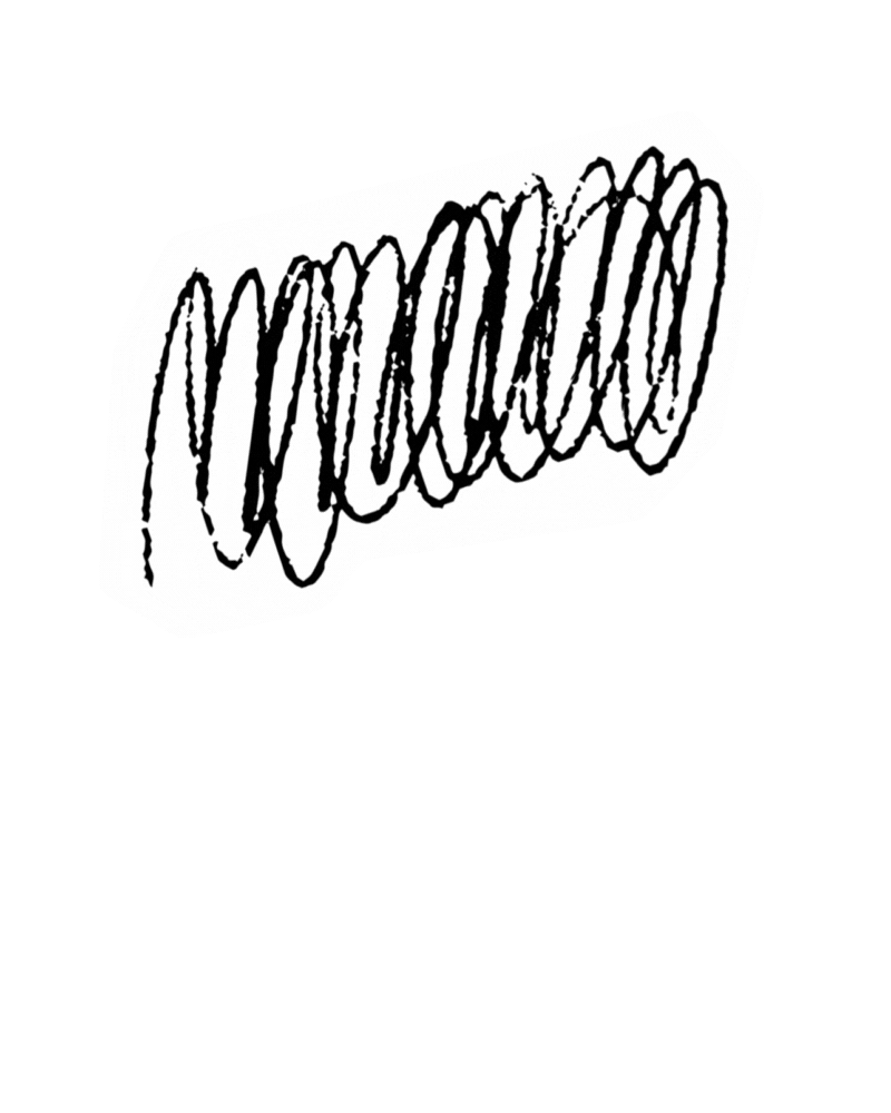 A white sticker with black, distorted, cursive text on a green background.