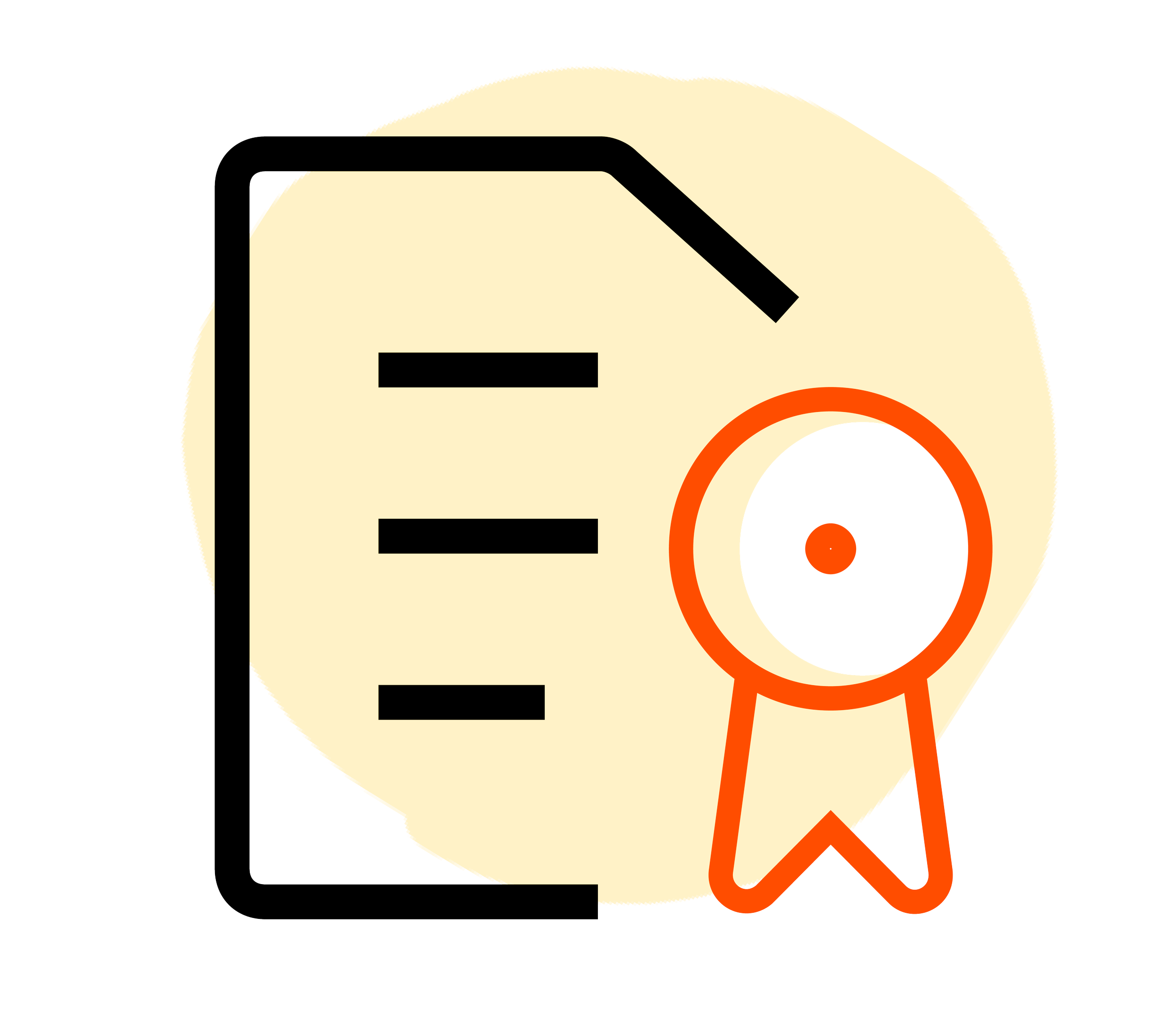 A digital illustration of a yellow laurel wreath with a black and white circular medal featuring an orange ribbon on the right side.