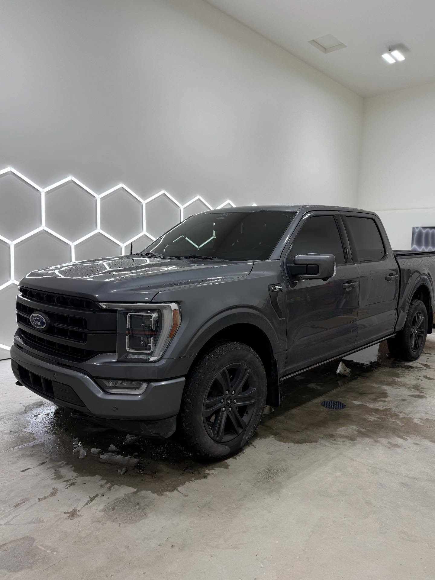 F-150 in for the whole works, 35 on the windshield, 15 on the front doors and 5 all around the rear.