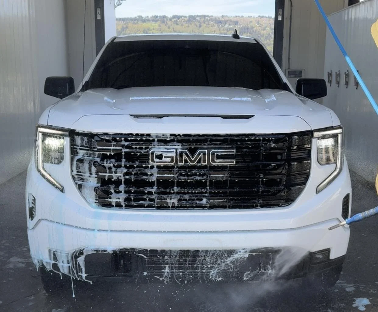 White GMC tinted windows