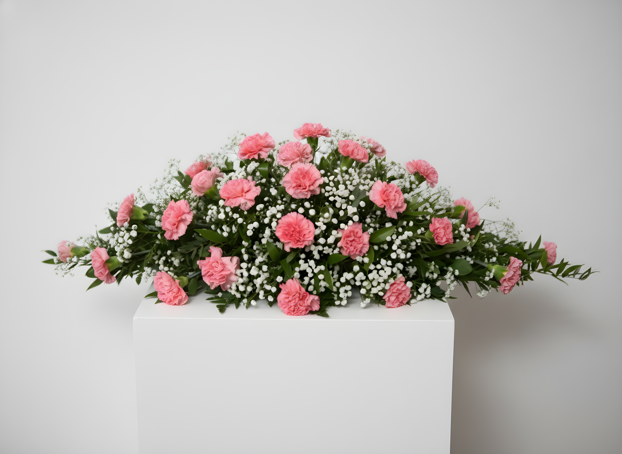 Carnation and Gyp Casket Spray
