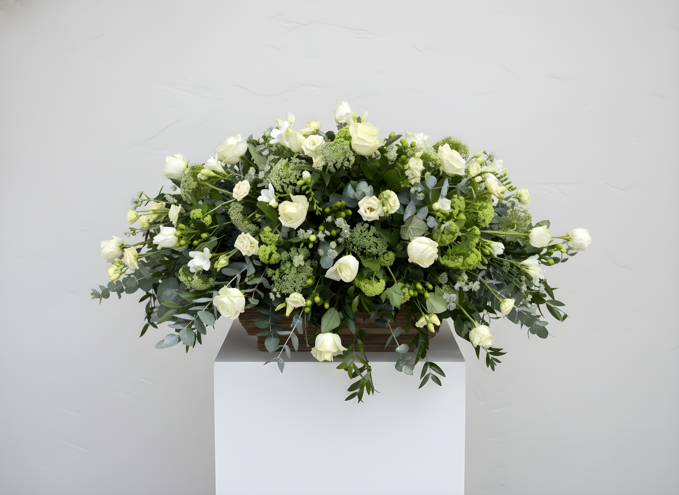 White and Green Casket Spray